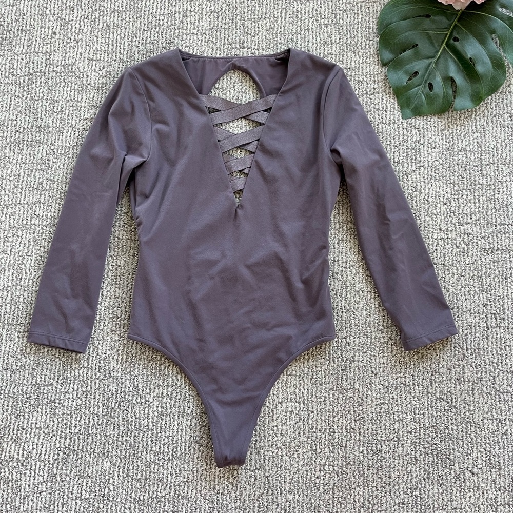 Victoria's Secret Gray Long Sleeve Bodysuit